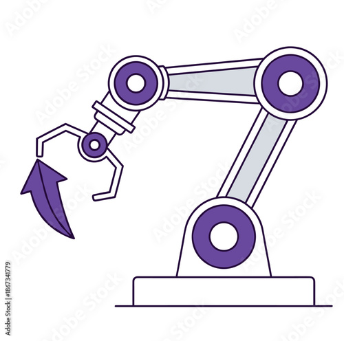 Industrial robotic arm icon for manufacturing automation and smart factory technology