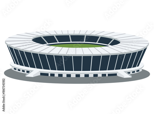 modern, round stadium with a green field, suitable for sports, events, or architectural concepts.