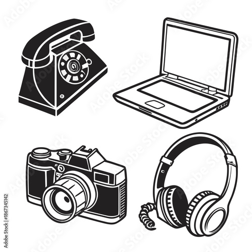 Vintage technology icons