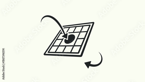 Solar Panel Energy Flow Icon with Arrows Indicating Transfer in a light green studio.