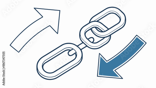 Connecting two chain links with arrows indicating a cyclical process or relationship