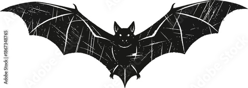 Halloween Bat Silhouette with Textured Wings