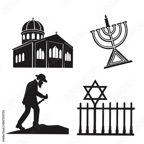Jewish symbols and synagogue