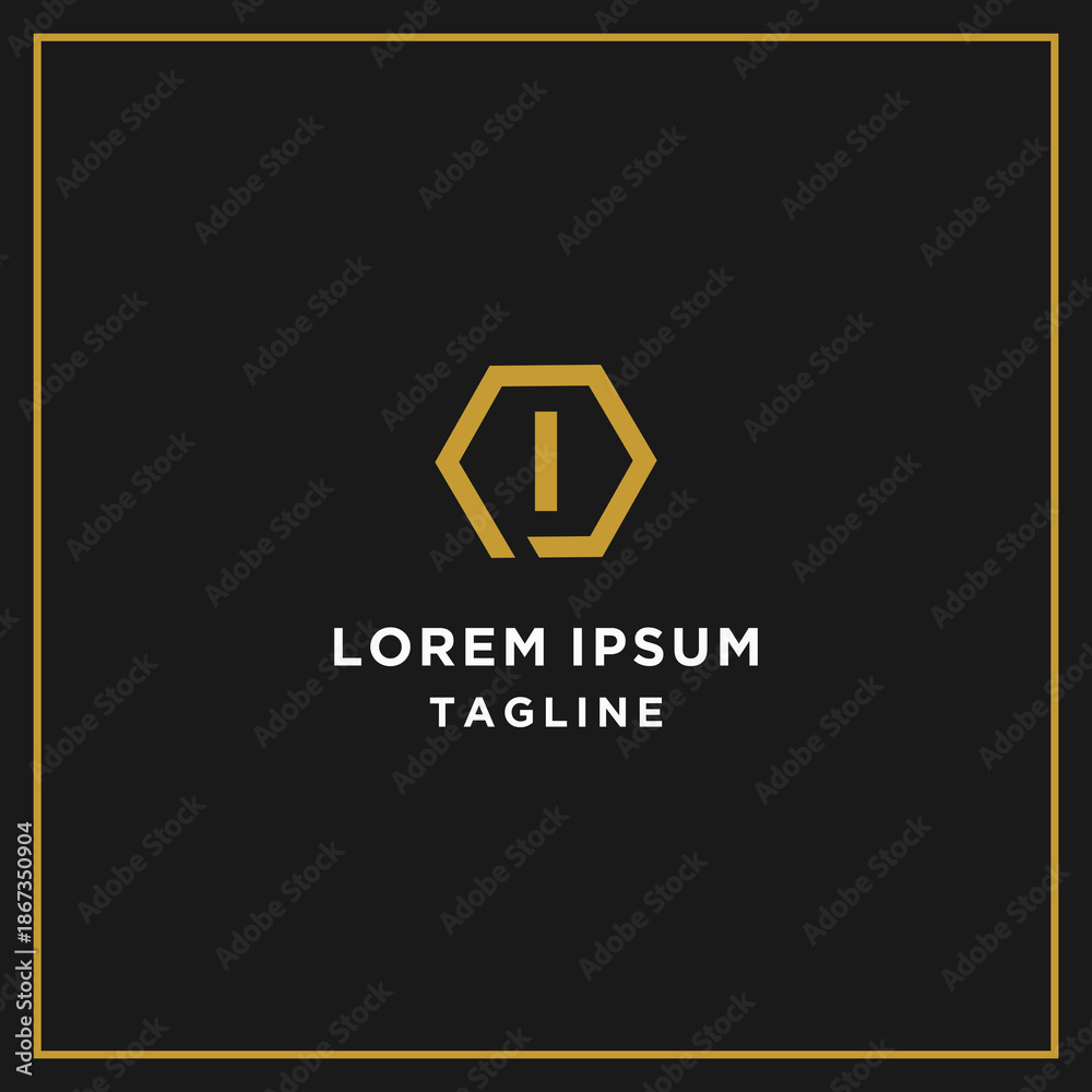 Fototapeta premium pi or ip hexagon logo