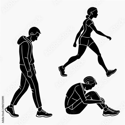 Illustrations of different exercise stages