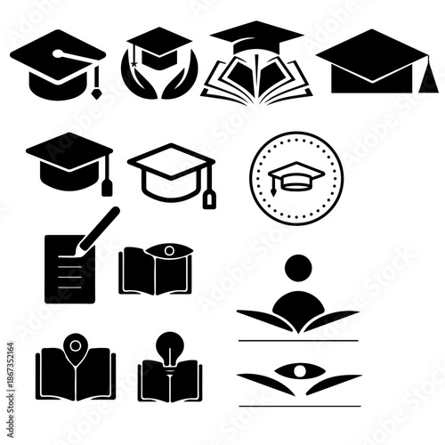 Editable stroke e-learning icon set. Thin line vector icons collection for online education, digital learning, training, course, tutorial, study, technology, web design, UI, app, education, 