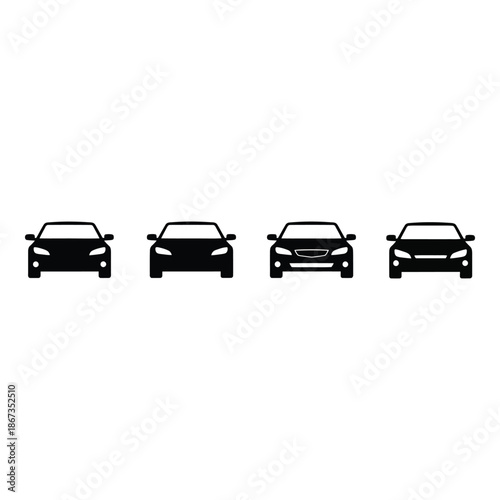 Four silhouettes of modern cars displayed in a simple minimalist style