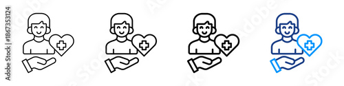 Patient Care Icon Different Style Outline Collection Set.