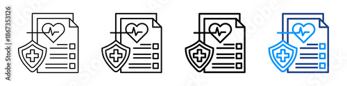 Medical Policy Icon Different Style Outline Collection Set.