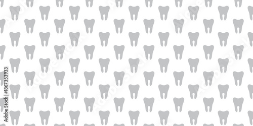 Cute seamless pattern background with outlined teeth for dental, oral care medicine design