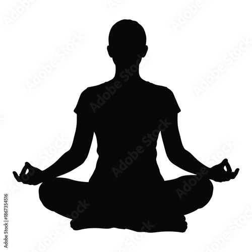 A silhouette of a person meditating in a peaceful lotus position