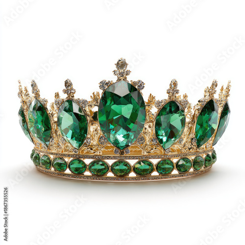 Emerald crown with gold filigree and large green gems