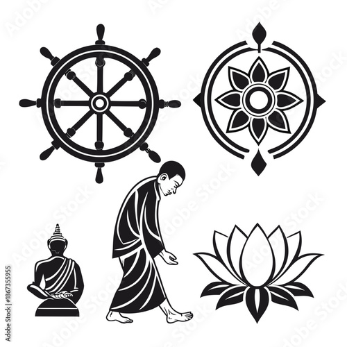 Buddhist symbols and figure