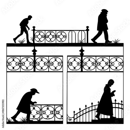 Silhouettes on balcony