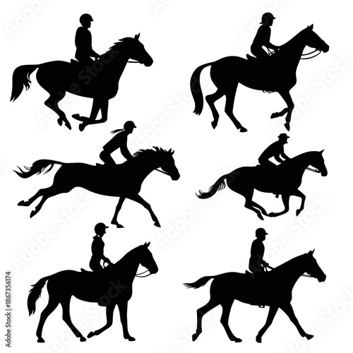 Silhouettes of horse riders