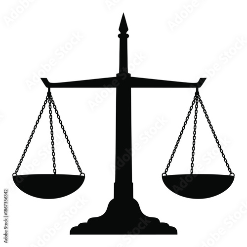 A classic silhouette of scales of justice representing law and fairness