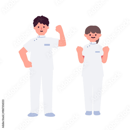 看護師・医療スタッフのイラスト / Male and Female Nurses Illustration