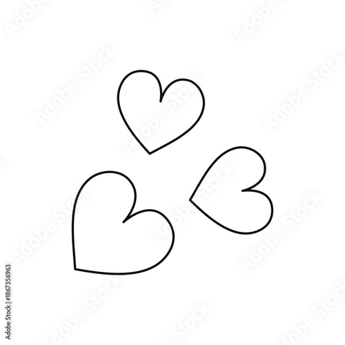 Hearts Coloring Page SVG, Decorative Love Hearts Line Art, Black and White Vector Outline. Valentine's Day.