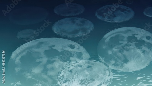 Abstract illustration of floating spheres in a gradient blue environment.