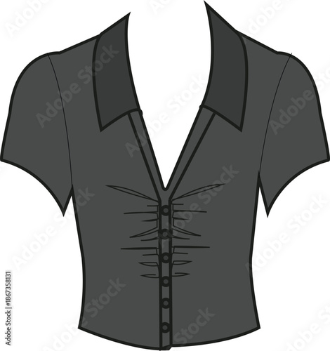 blouse gathered ruched top cad flat lay garment design clothing technical drawing cads fashion design apparel outline v neck drape trending vector designer  women illustration croquettes mock up girls