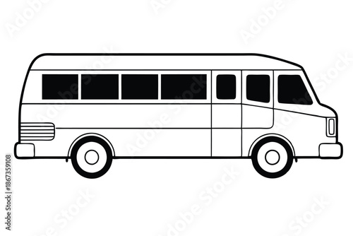 Vintage Style Bus Silhouette Illustration for Retro Travel, Heritage Projects and Nostalgic Designs