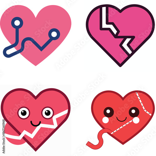  Recovery path heart icon, simple flat style