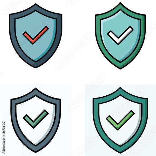 Shield with check mark, simple flat icon