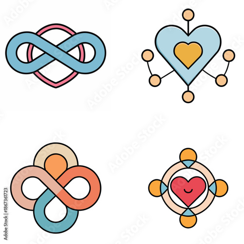  Unity symbol with heart, minimal design.