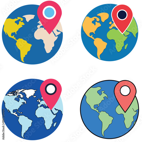  World map heart marker, minimal vector