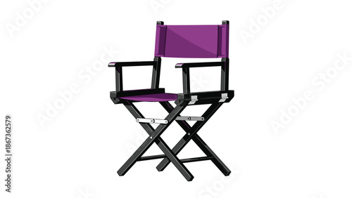 A vibrant purple director's chair stands alone on a white background, symbolizing the film industry, creativity, and the director's role.