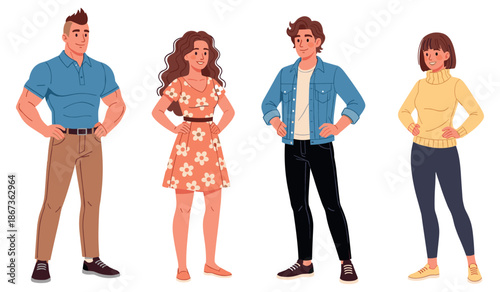 Group of diverse young adults standing confidently