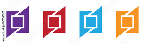 Colorful geometric shapes with square frame. 