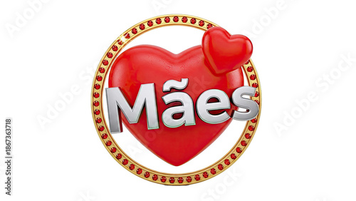 Mothers Day Heart Emblem with 'M?es' Text
