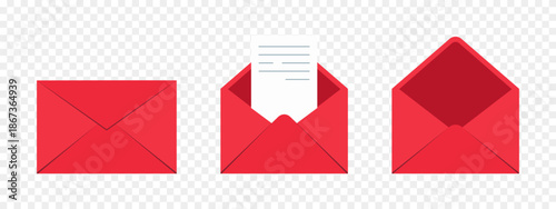 envelope valentines day flat illustration set