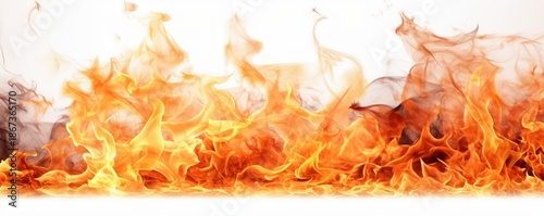 A vivid display of flames in shades of orange and yellow, with dynamic shapes and movements that evoke energy and heat.