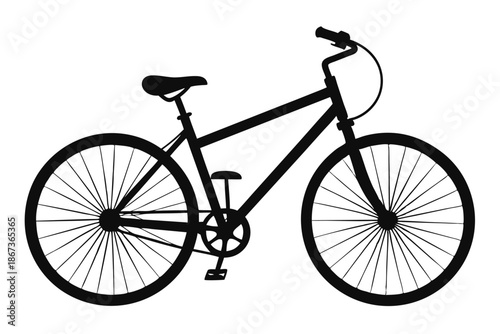 Stark Black Bicycle Silhouette Shape Isolated on White Background Vector Illustration for Sports Branding and Signage