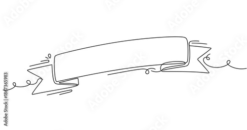 Hand-drawn curved banner with scroll design, no editable stroke