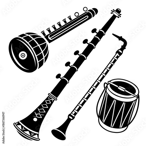 Collection of traditional musical instruments