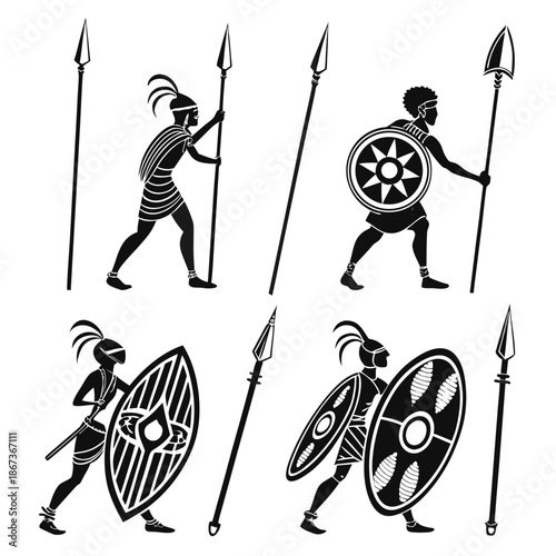 Ancient warriors silhouettes