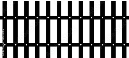 Wooden Fence Icon. Classic Garden Fencing Symbol. Simple Wooden Fence cassic picket fence that embodies simplicity and security with its clean lines and rustic charm.collection of Garden fence wooden.