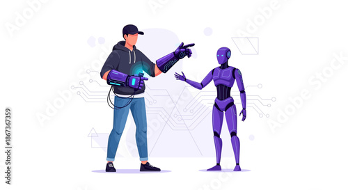 Human augments and robot interaction showcase the future of technology collaboration