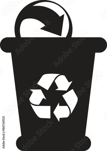 Plastic Bottle Recycling Bag Icon – Eco Waste Management Symbol