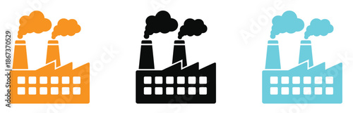 Stylized industrial factory illustration with smokestack truck and trees Manufacturing and logistics