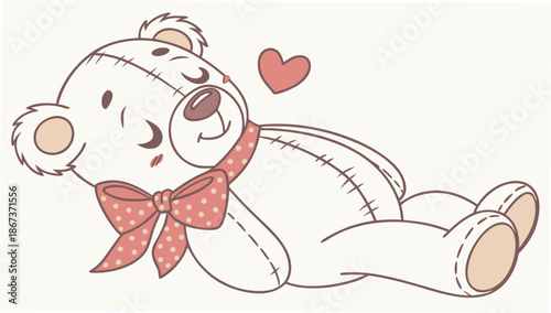 Cute stitched teddy bear with heart