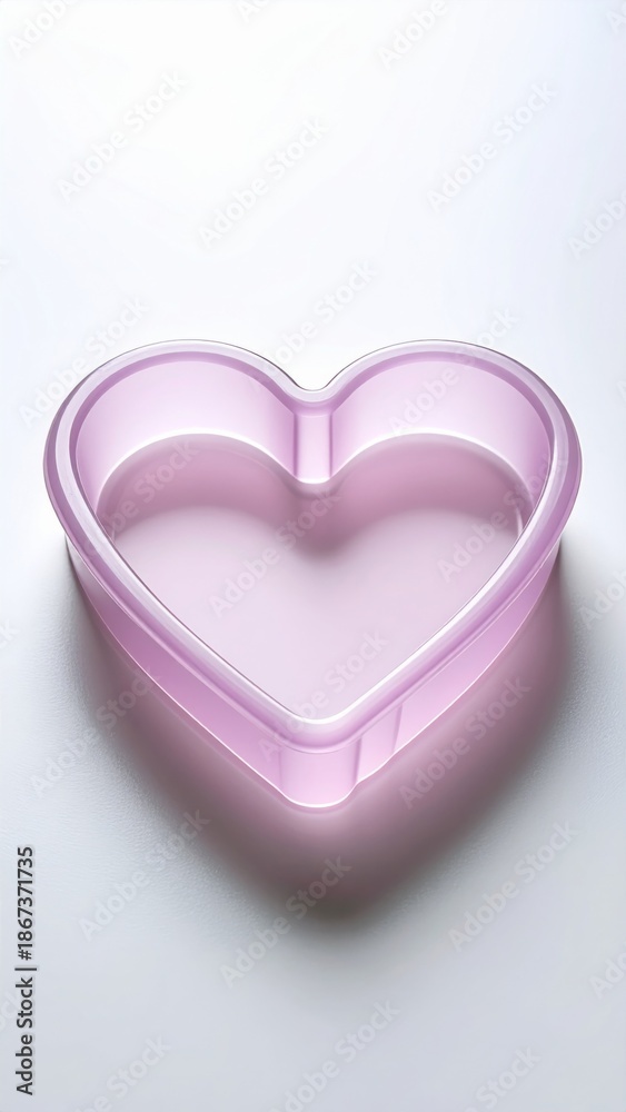 Fototapeta premium Pink Heart Shaped Cookie Cutter on White Surface in Studio Lighting