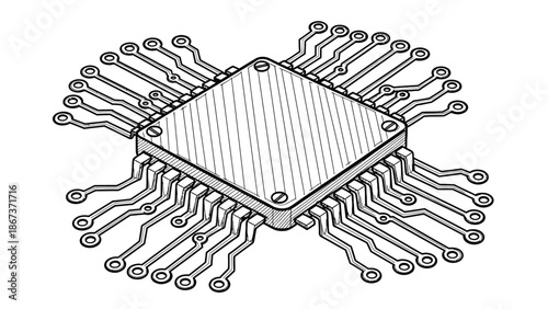 Advanced Microchip With Extensive Circuitry For Electronics, Technology, Connectivity, And Innovation