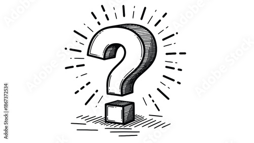 Sketched Question Mark Illustration Emphasizing Curiosity, Mystery, and Inquiry for Creative Projects