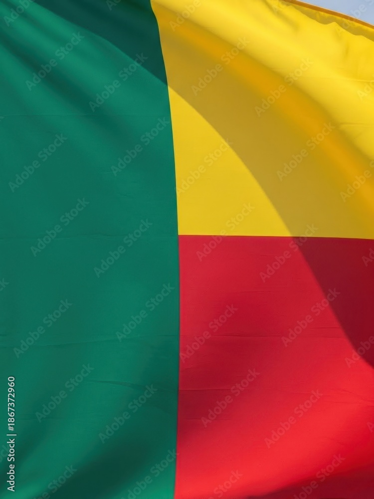 Obraz premium Benin Flag Waving in Open Air