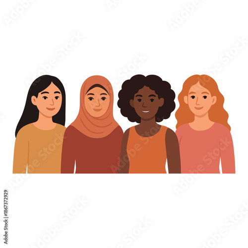 Women of Different Nationalities Standing Together – Women’s Day Empowerment Banner