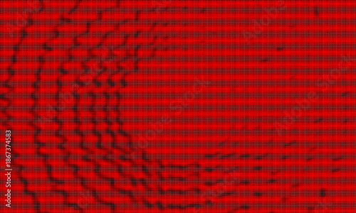 Abstract Red Halftone Circle Background with Dot Pattern and Dynamic Wave Effect Illustration